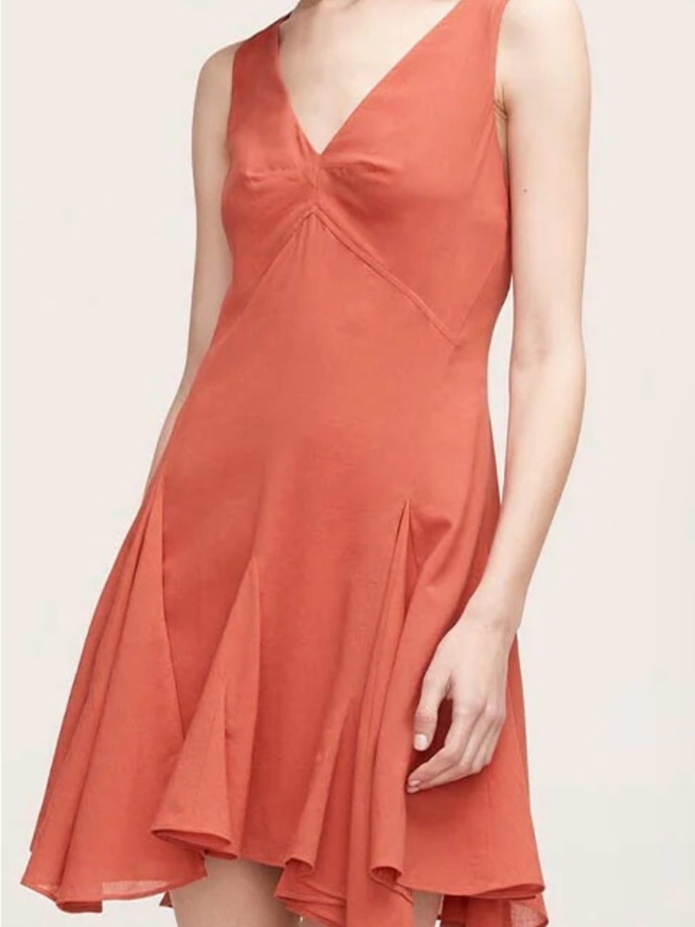 Rebecca Taylor Sleeveless V-Neck Coral-Orange Mini Dress